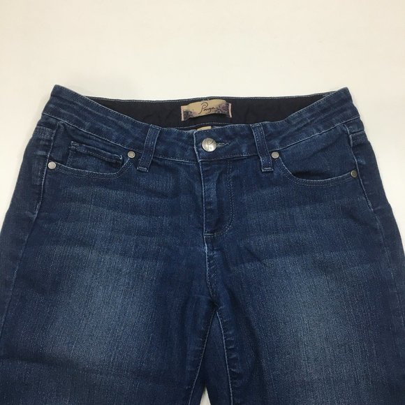 PAIGE Premium Denim Wellington Wash PEG SKINNY 5 Pocket Logo Hardware Jeans - Picture 4 of 13